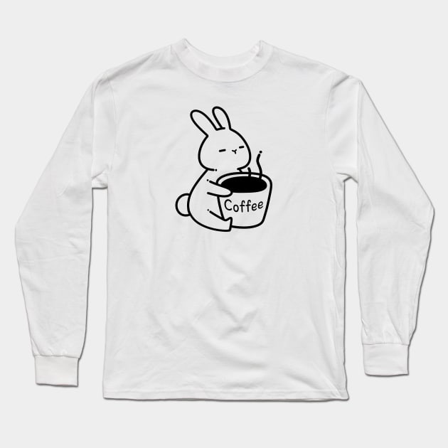 Bunny with Cup of Coffee | Coffee Lover Gifts | Handmade Illustrations by Atelier Serakara Long Sleeve T-Shirt by Atelier Serakara